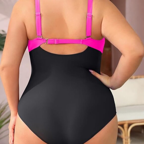 Aqua Eve Plus Size Tummy Control One Piece Swimsuit 22W - Picture 2 of 4